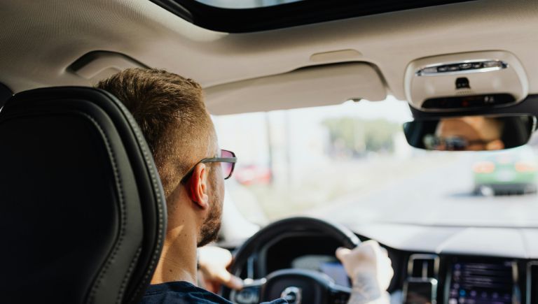 Man driving car