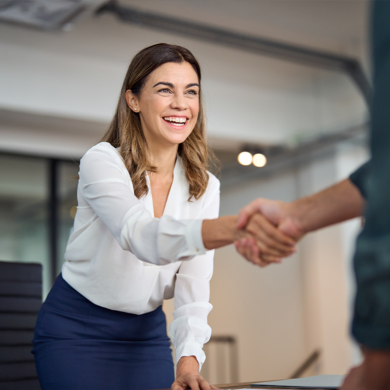Woman doing a handshake